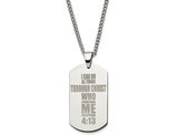 Men's Stainless Steel Lasered Philippians 4:13 Dog Tag Pendant with Chain (24 Inches)